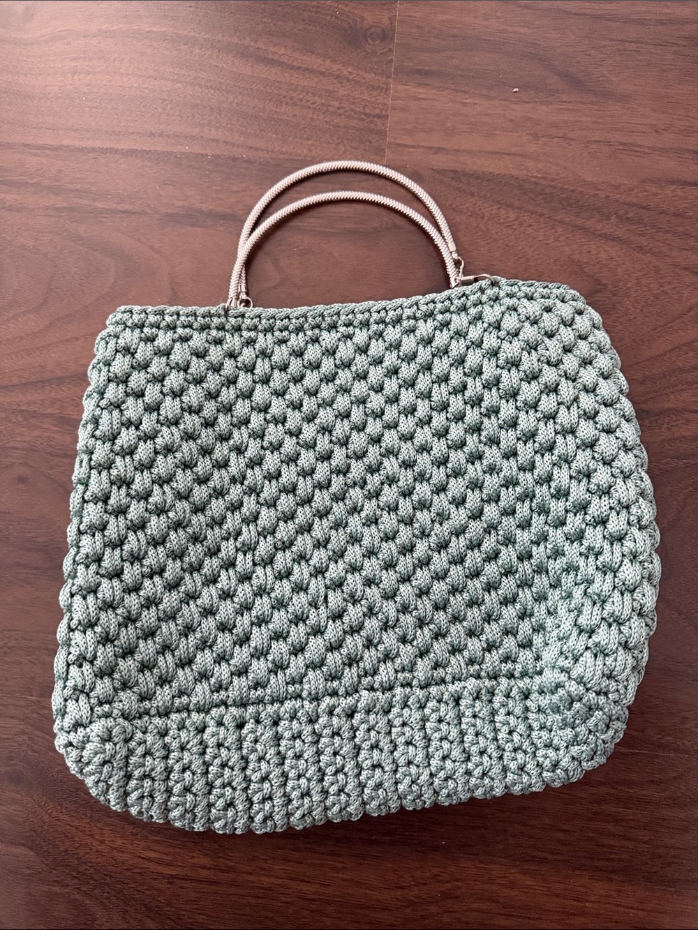 Handmade Sage Green Crochet Tote Bag - Casual Everyday Carry